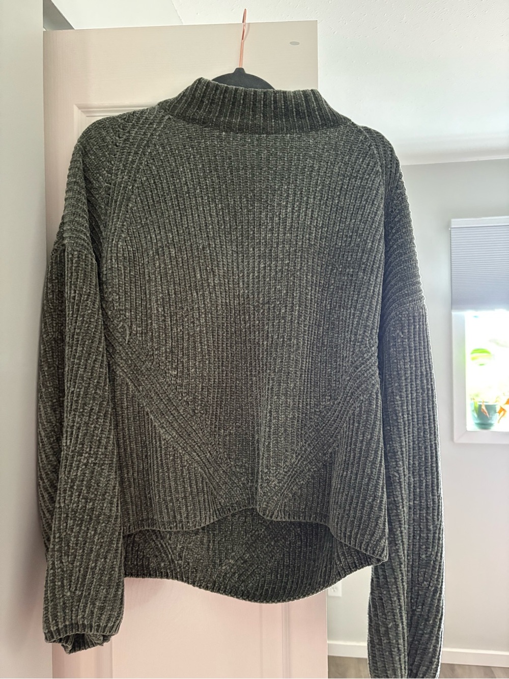 Women’s Olive Ribbed Mockneck Sweater